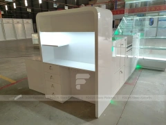 White Glass Phone Store Counter With Green LED