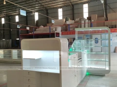 White Glass Phone Store Counter With Green LED