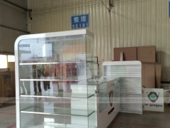 White Glass Phone Store Counter With Green LED