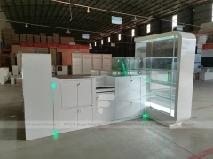 White Glass Phone Store Counter With Green LED