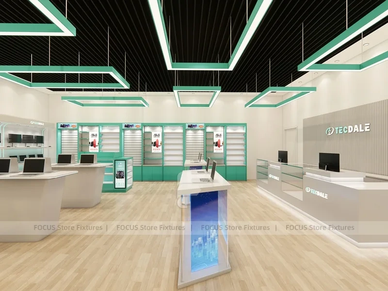 White Green Mobile Phone Store Interior