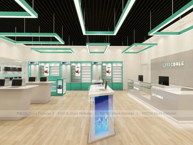White Green Mobile Phone Store Interior