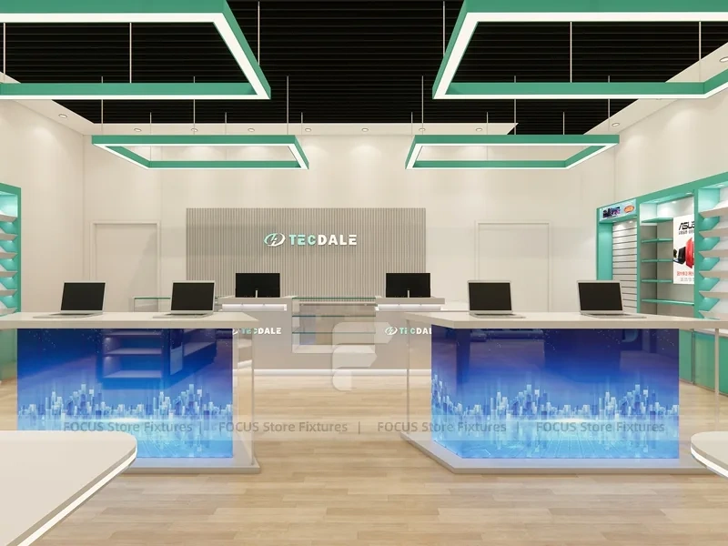 White Green Mobile Phone Store Interior