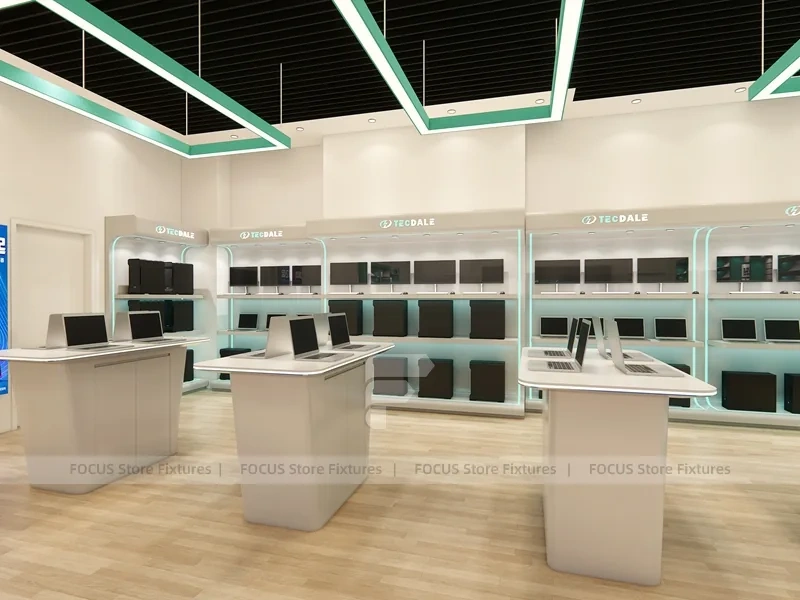 White Green Mobile Phone Store Interior