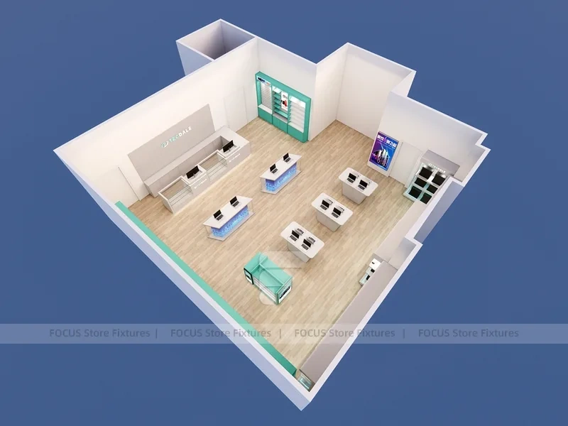 White Green Mobile Phone Store Interior