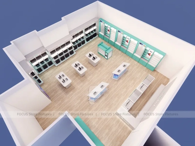 White Green Mobile Phone Store Interior