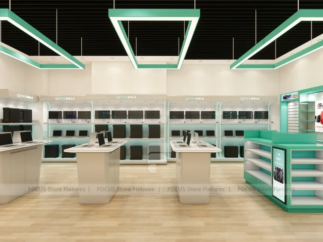 White Green Mobile Phone Store Interior