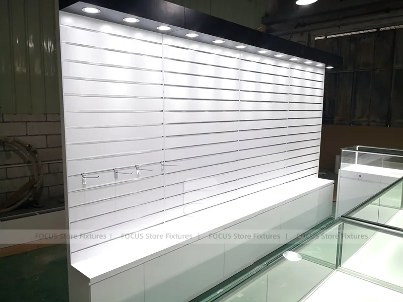 White Illuminated Mobile Phone Slatwall Panel