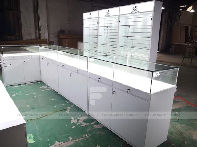 White Illuminated Mobile Phone Slatwall Panel