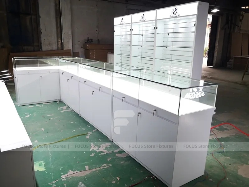 White Illuminated Mobile Phone Slatwall Panel