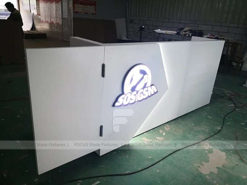 White Illuminated Mobile Phone Slatwall Panel