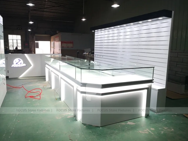 White Illuminated Mobile Phone Slatwall Panel