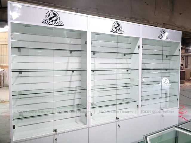 White Illuminated Mobile Phone Slatwall Panel