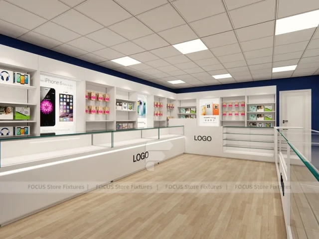 White Logo Mobile Phone Store Wall Display