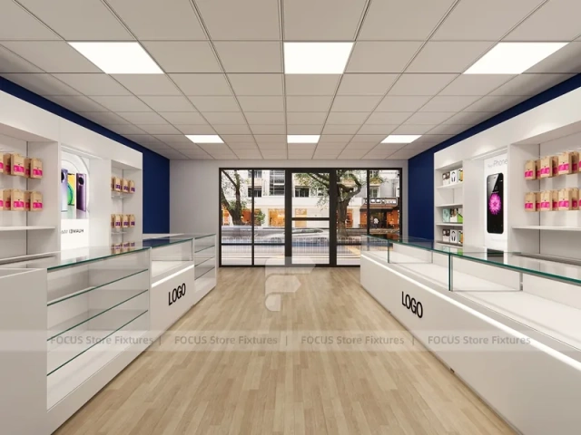 White Logo Mobile Phone Store Wall Display