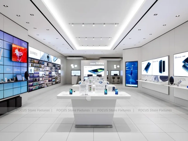 White Minimal Mobile Phone Flagship Interior