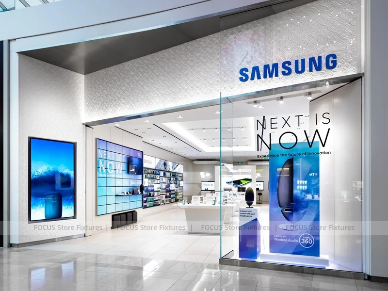 White Minimal Mobile Phone Flagship Interior