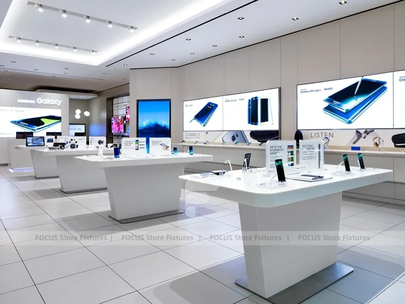 White Minimal Mobile Phone Flagship Interior