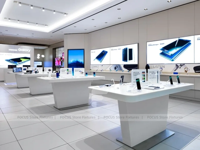 White Minimal Mobile Phone Flagship Interior