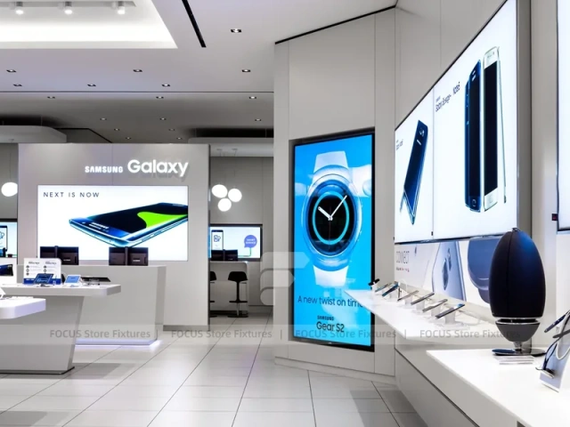 White Minimal Mobile Phone Flagship Interior