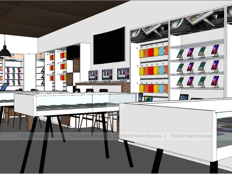 White Minimal Phone Accessories Store Display