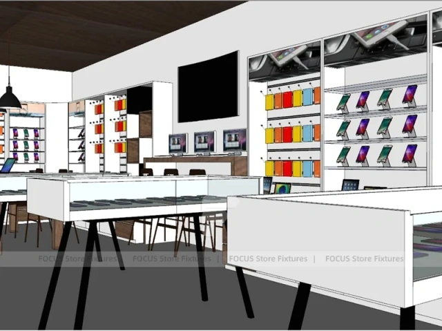White Minimal Phone Accessories Store Display