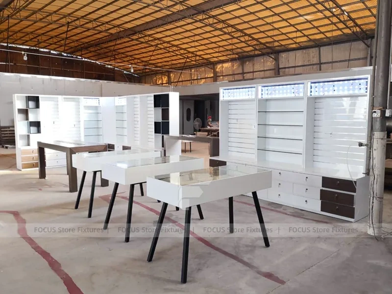 White Minimal Phone Accessories Store Display