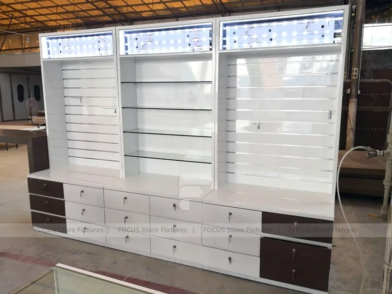 White Minimal Phone Accessories Store Display