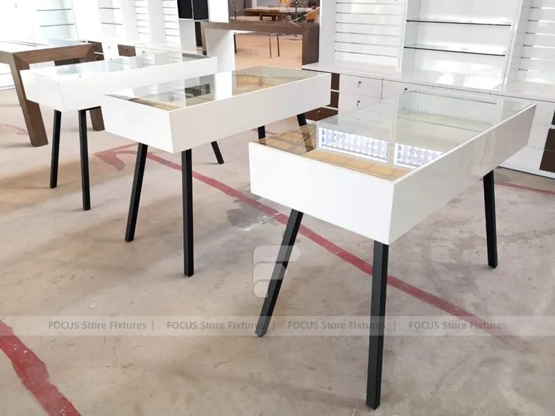 White Minimal Phone Accessories Store Display
