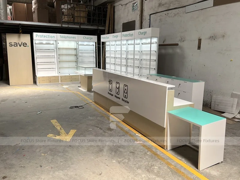 White Mobile Accessories Checkout Display Counter