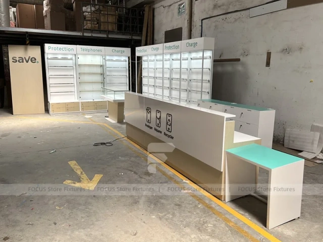 White Mobile Accessories Checkout Display Counter