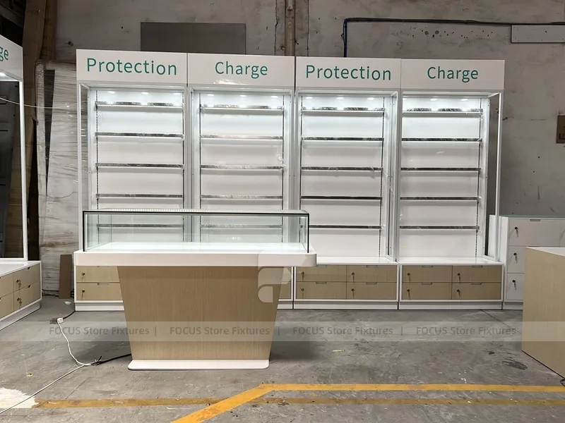 White Mobile Accessories Checkout Display Counter