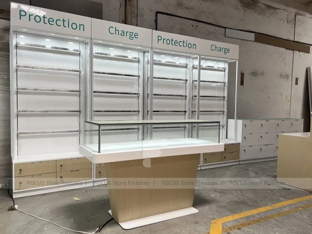 White Mobile Accessories Checkout Display Counter
