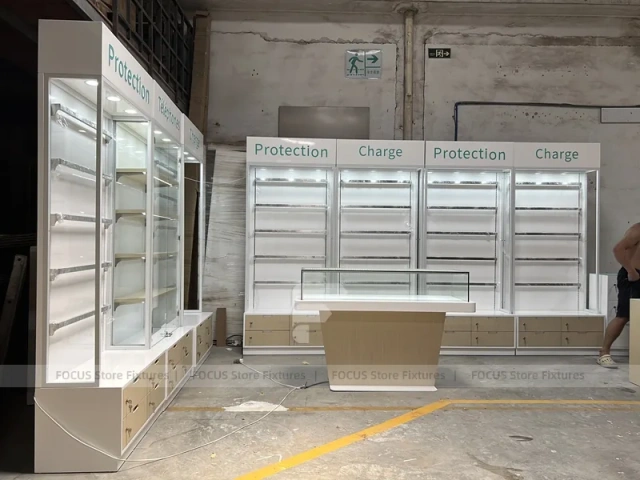 White Mobile Accessories Checkout Display Counter