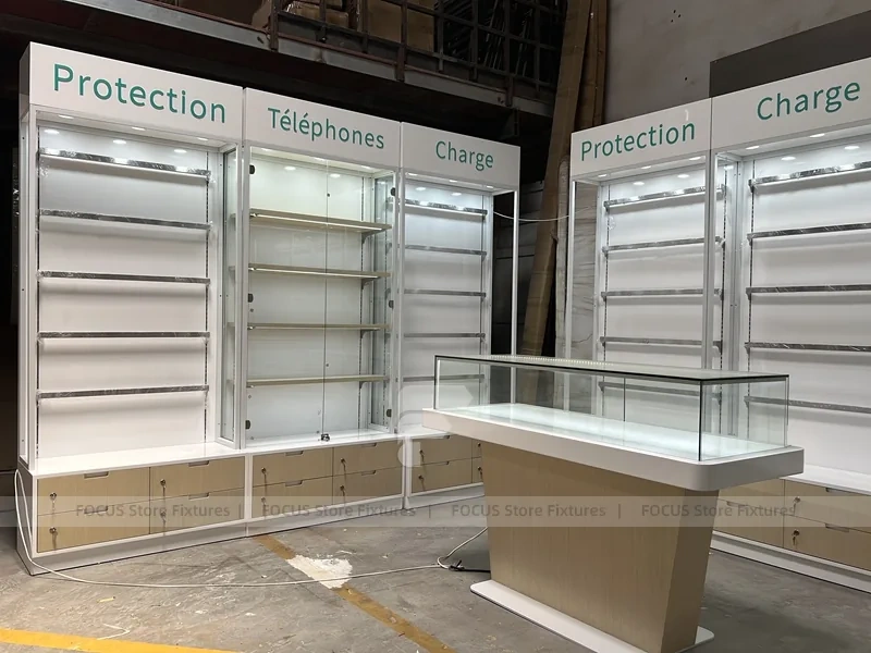 White Mobile Accessories Checkout Display Counter