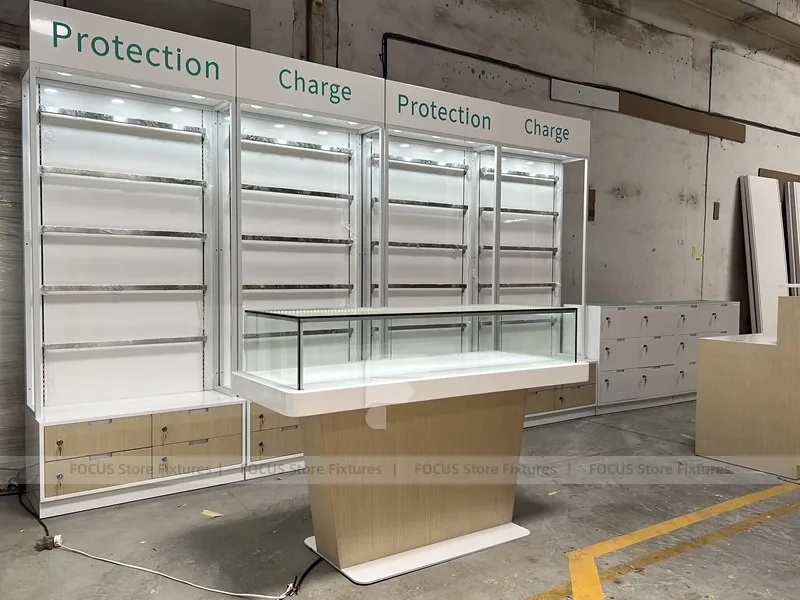 White Mobile Accessories Checkout Display Counter