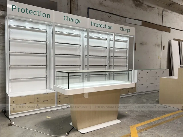 White Mobile Accessories Checkout Display Counter