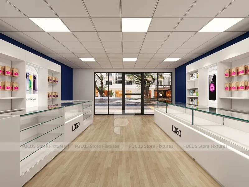 White Mobile Phone Wall Display Store