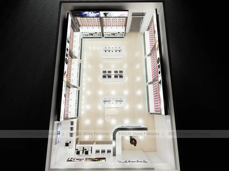 White Mobile Store Floor Plan Rendering