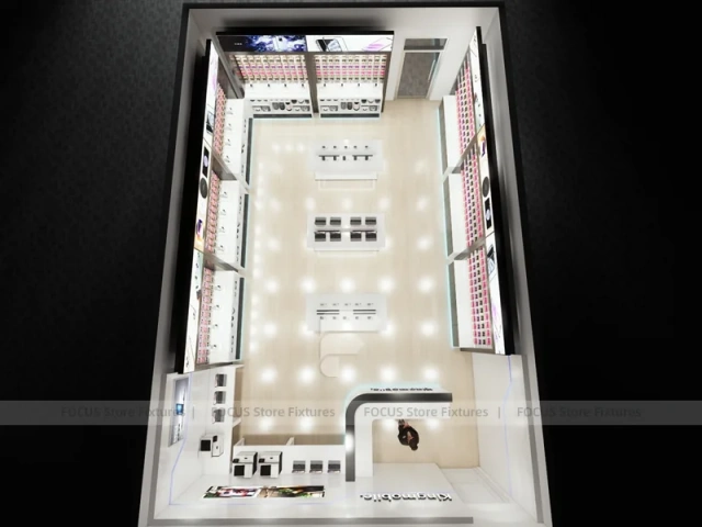 White Mobile Store Floor Plan Rendering