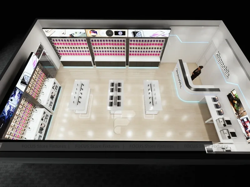 White Mobile Store Floor Plan Rendering