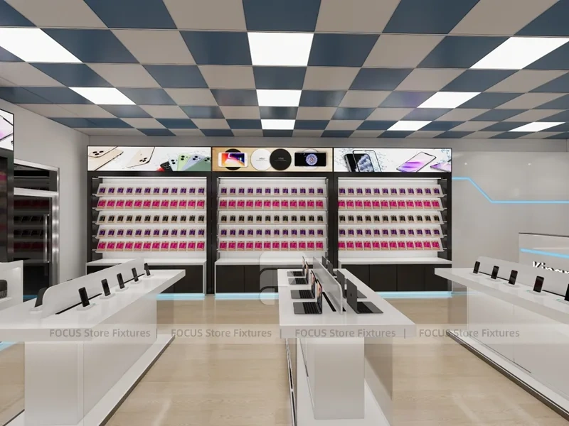 White Mobile Store Floor Plan Rendering