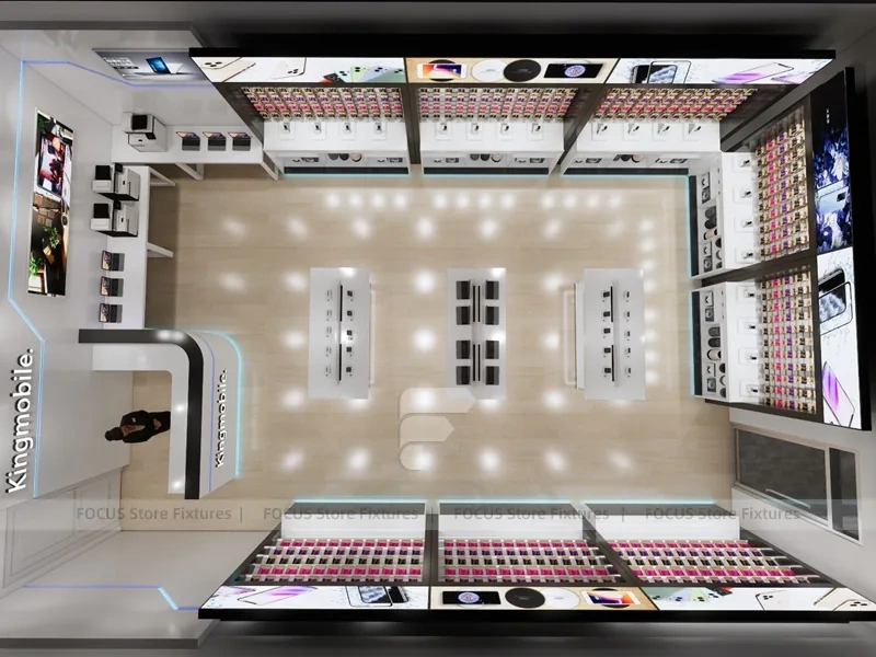 White Mobile Store Floor Plan Rendering