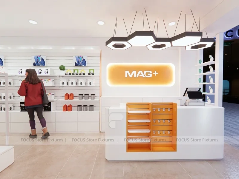 White Orange Mobile Phone Store Interior