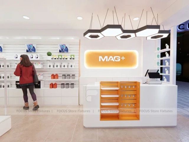 White Orange Mobile Phone Store Interior