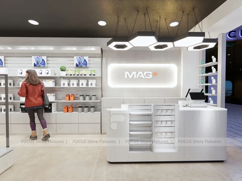 White Orange Mobile Phone Store Wall Fixture