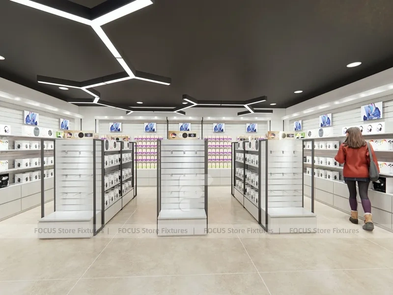 White Orange Mobile Phone Store Wall Fixture