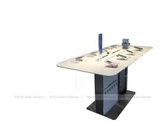 White Phone Demo Table With Charging Slots