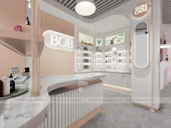 White Pink Cosmetics Wall Shelving Aisle