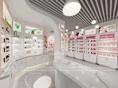 White Pink Cosmetics Wall Shelving Aisle